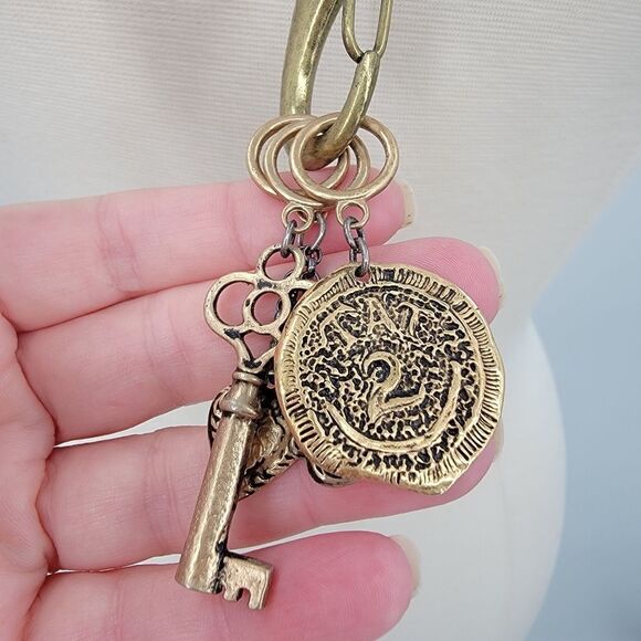TAT2 Designs Bohemian Long Beaded Carabiner Charm Holder Coin Key Brass Necklace - Picture 4 of 15